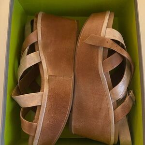 Antelope ‘Ellis’ Taupe Leather Wedge Sandals